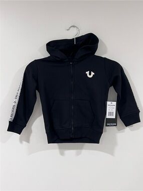 True Religion Kids Black Zip Hoodie with White Logo